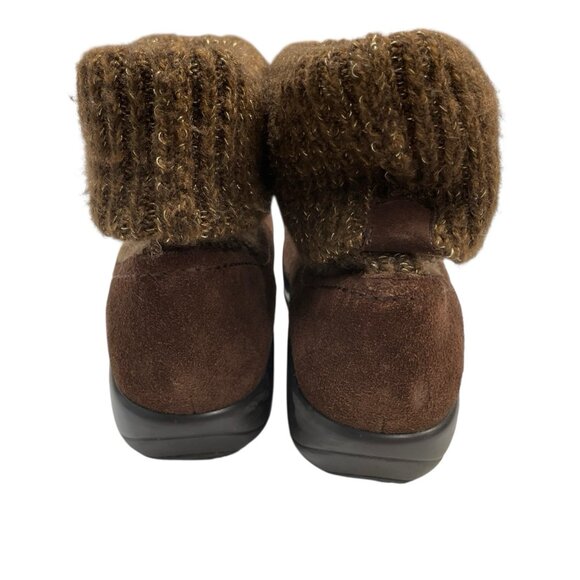 Alegria Juneau Boots Women 11 Brown Knit Sock Upper Slip On Suede Casual Comfort - Picture 3 of 11